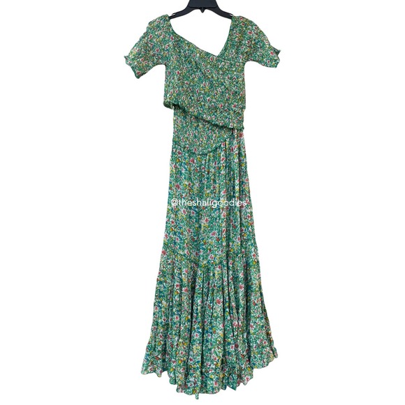🚫SOLD🚫POUPETTE ST BARTH Soledad Midi Dress Green Floral Maxi - Picture 4 of 7